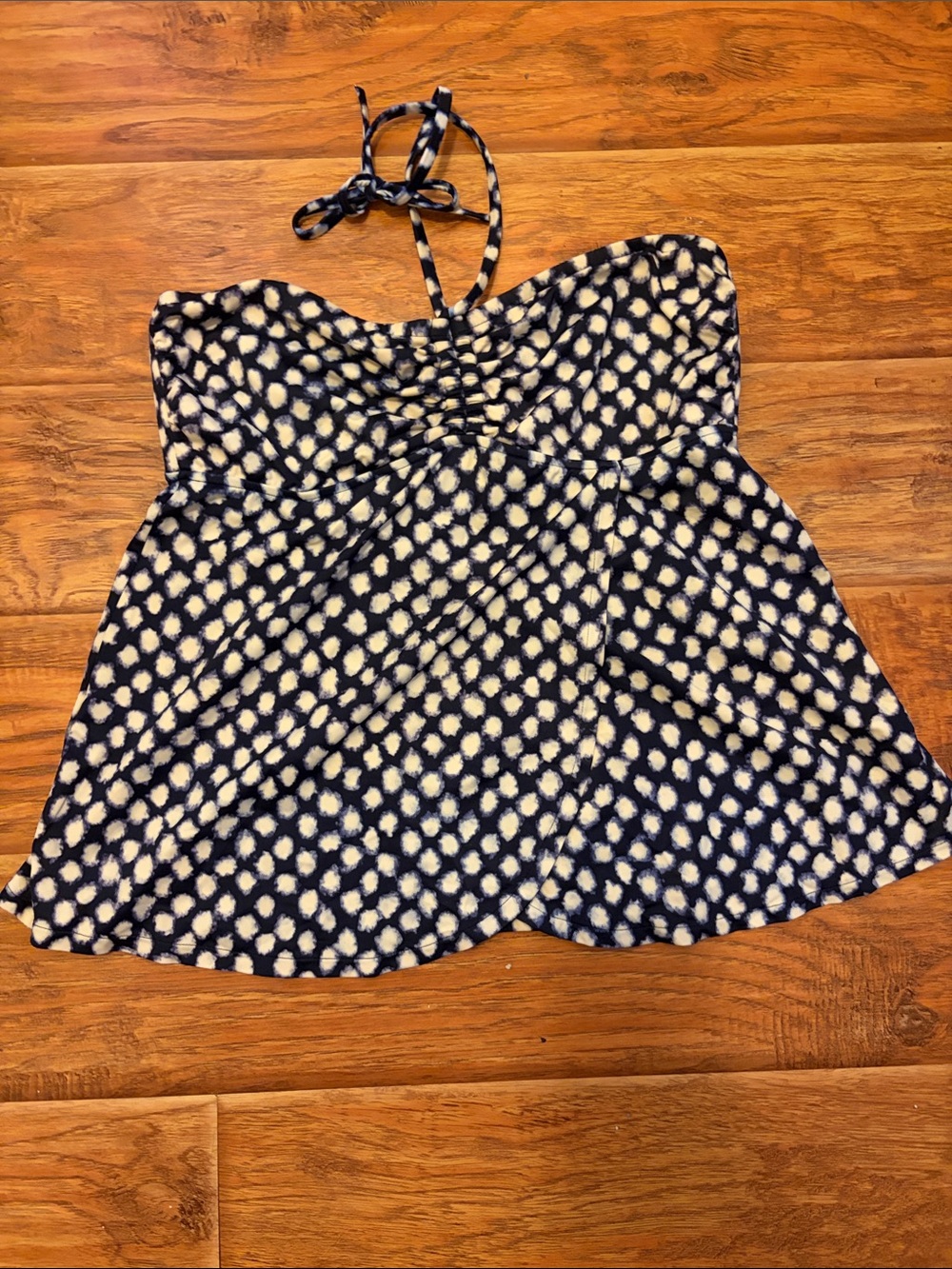 Women’s Navy and Cream Halter Tankini Top